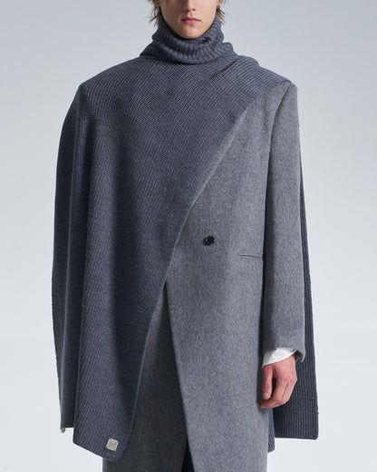 HARRISON WONG / Turtleneck Wool Cape - Grey
