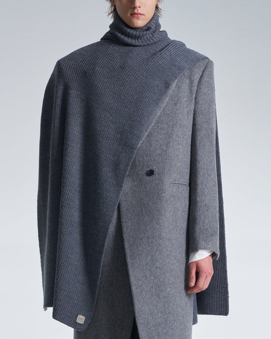HARRISON WONG / Turtleneck Wool Cape - Grey