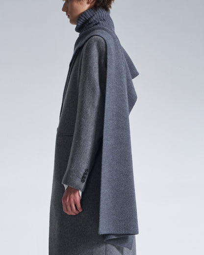 HARRISON WONG / Turtleneck Wool Cape - Grey