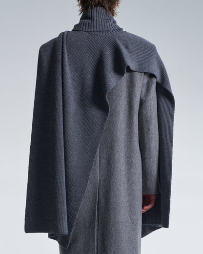 HARRISON WONG / Turtleneck Wool Cape - Grey