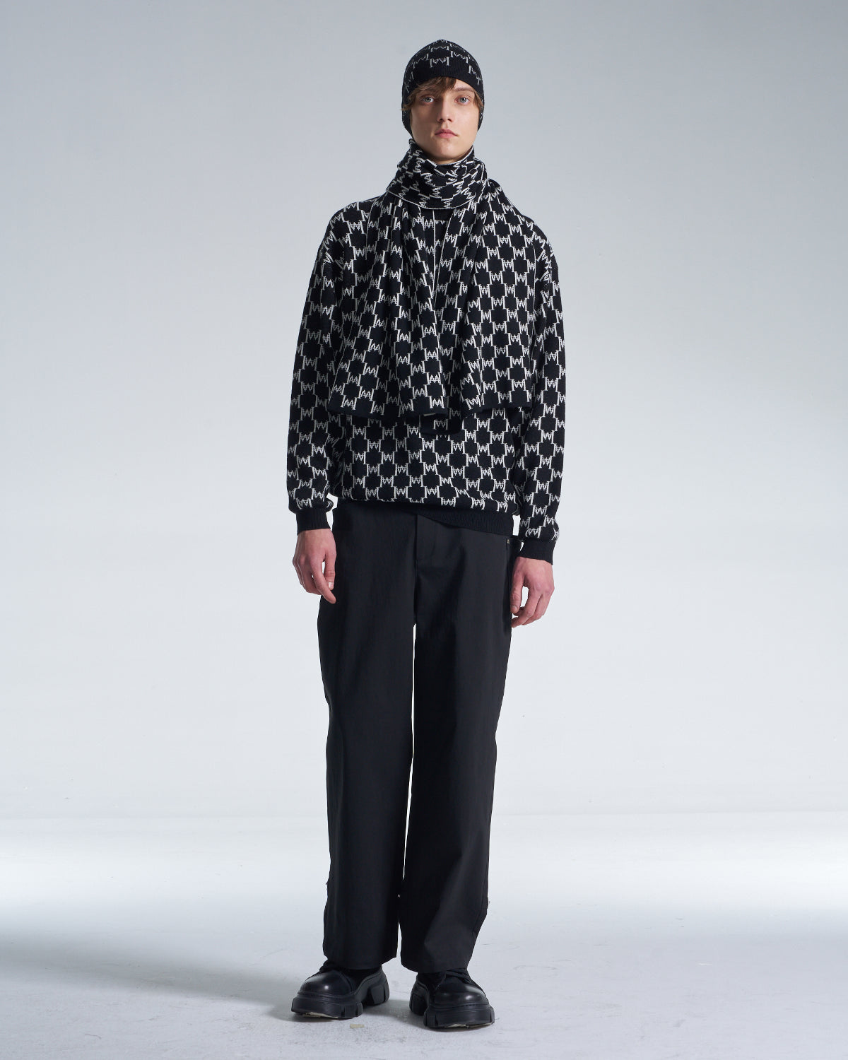 HARRISON WONG / Logo Monogram Wool Sweater - Black