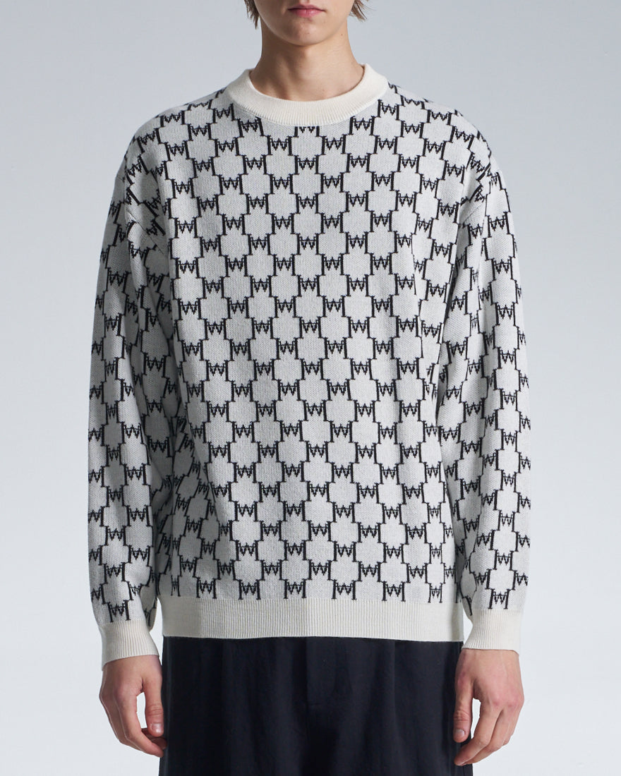HARRISON WONG / Logo Monogram Wool Sweater - White