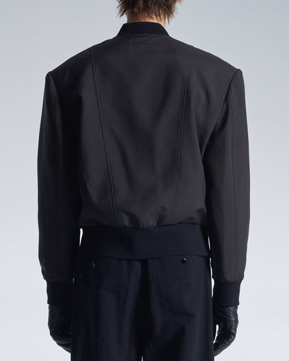 HARRISON WONG / Stripe Texture Zipper Jacket With Power Shoulder