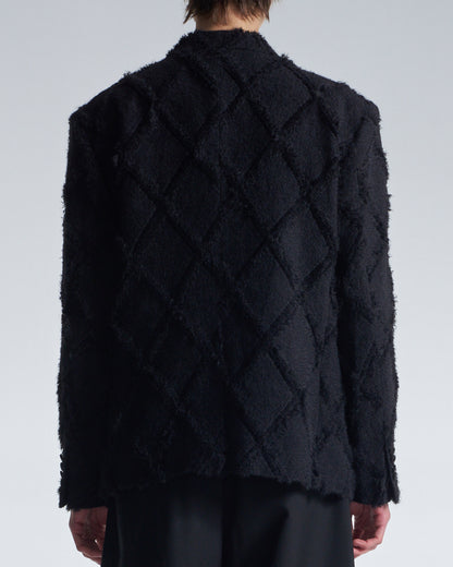 HARRISON WONG / Ripped Diamond Pattern No Collar DB Blazer
