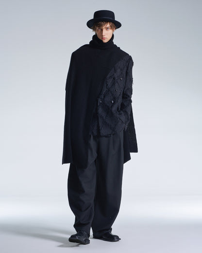 HARRISON WONG / Turtleneck Wool Cape - Black