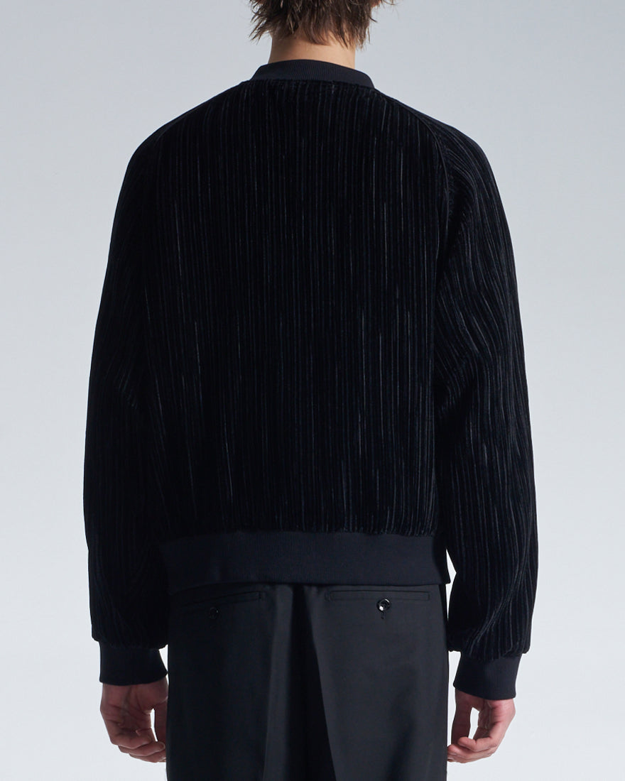 HARRISON WONG / Pleated Knit Velvet Zipper Jacket