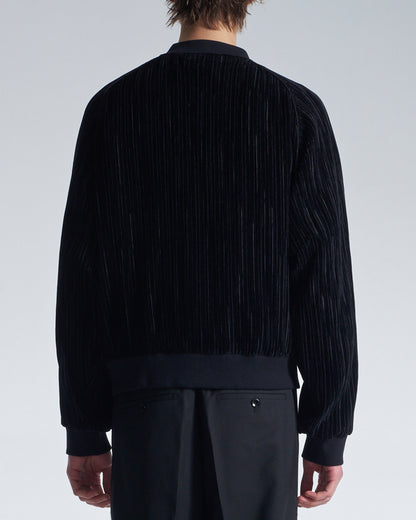 HARRISON WONG / Pleated Knit Velvet Zipper Jacket
