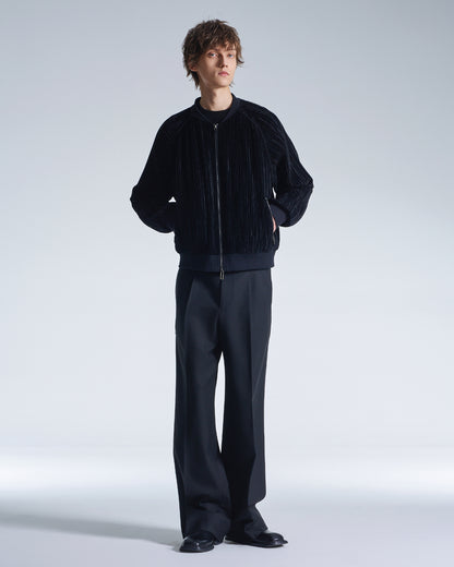 HARRISON WONG / Pleated Knit Velvet Zipper Jacket