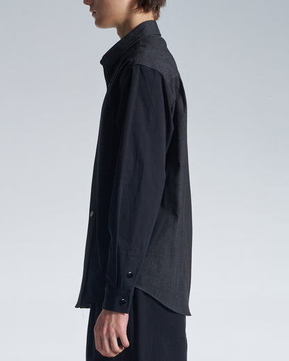 HARRISON WONG / Denim Shirt With Contrast Sleeve - Black