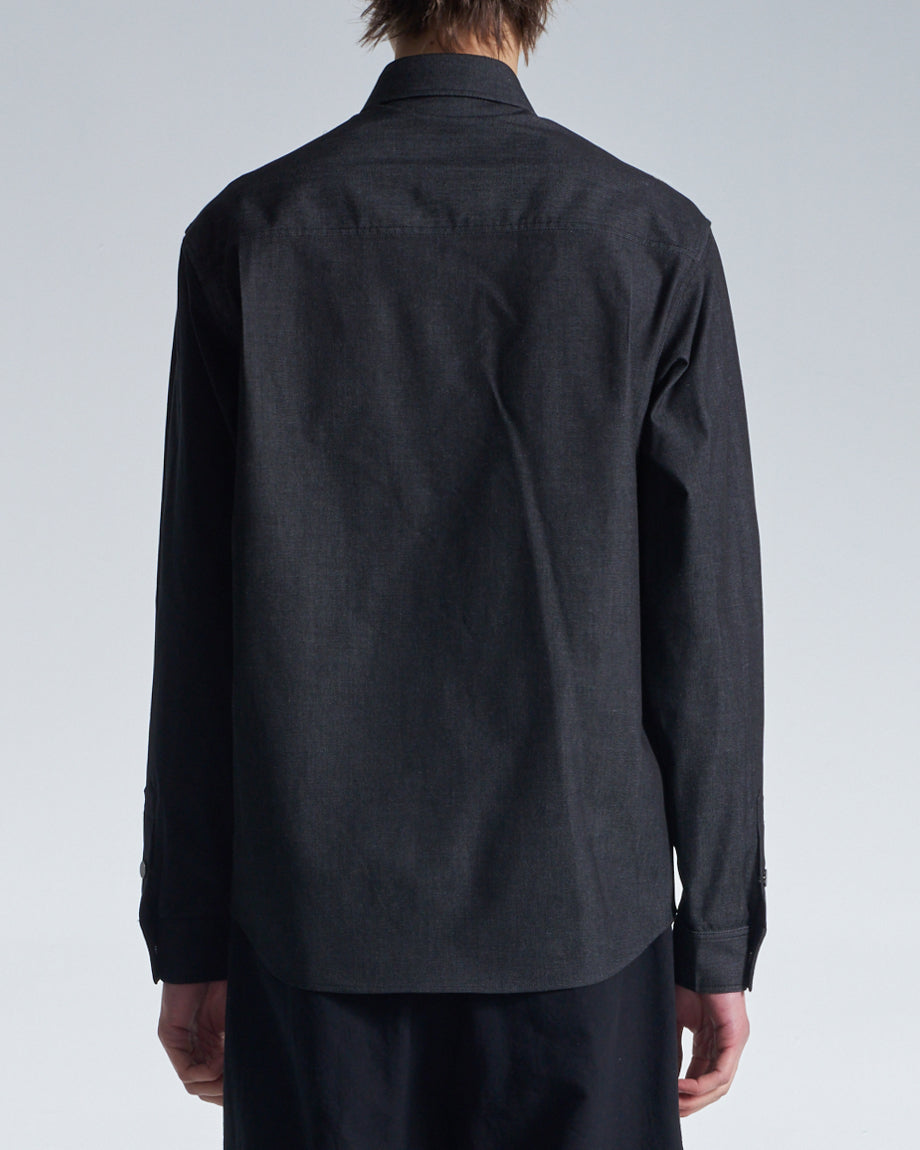 HARRISON WONG / Denim Shirt With Contrast Sleeve - Black