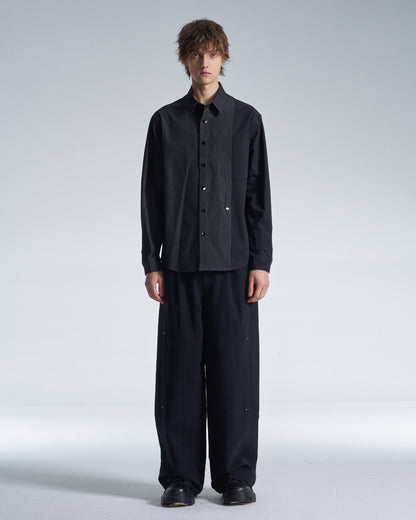HARRISON WONG / Denim Shirt With Contrast Sleeve - Black