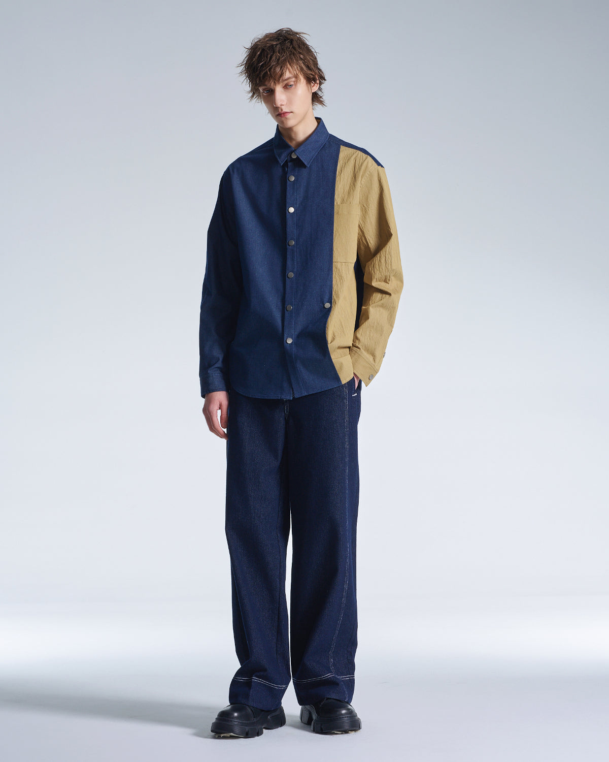 HARRISON WONG / Wide Leg Denim Pants - Navy