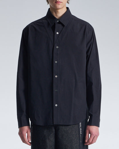 HARRISON WONG / Cotton Shirt With V Cut Placket - Black