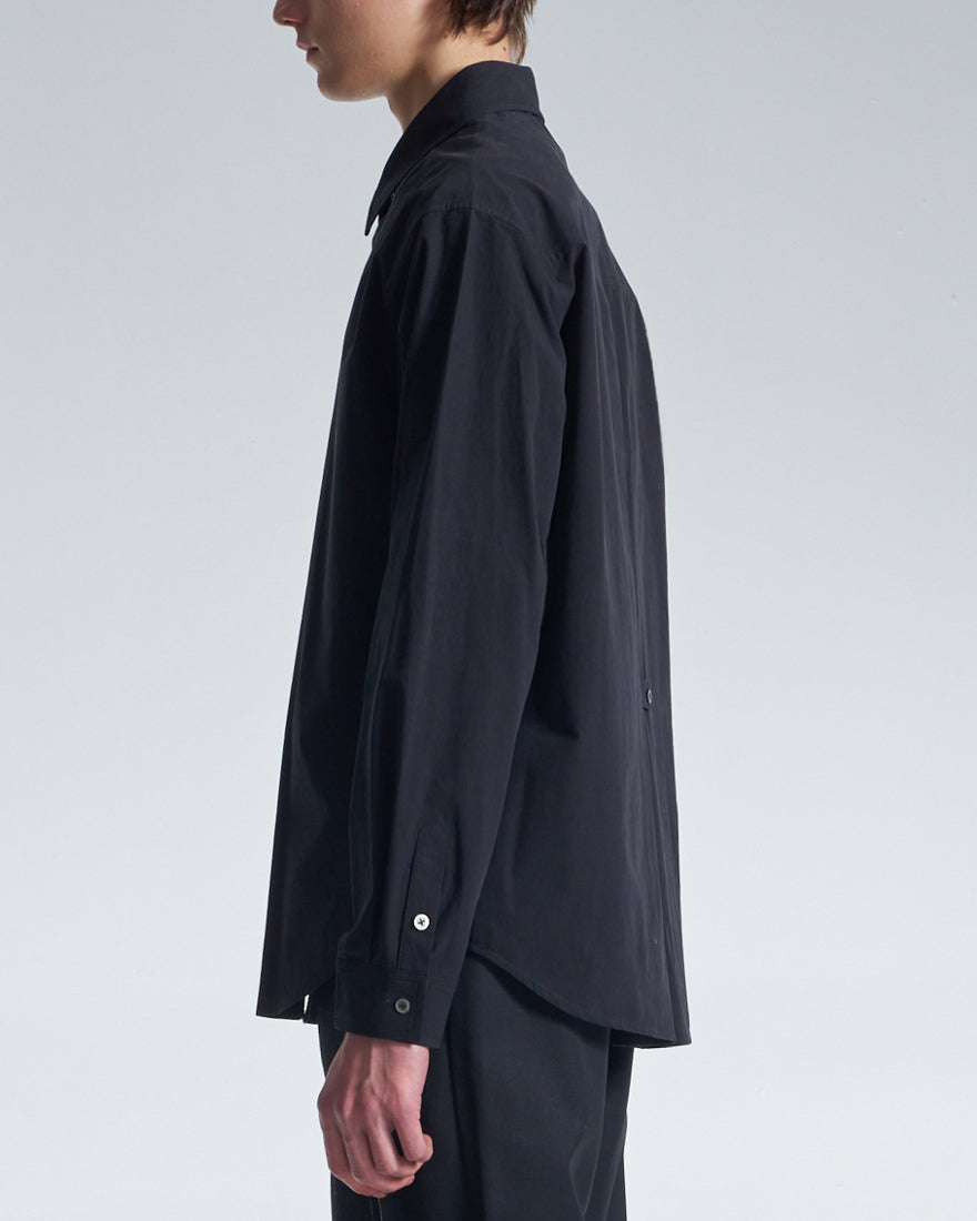 HARRISON WONG / Cotton Shirt With V Cut Placket - Black