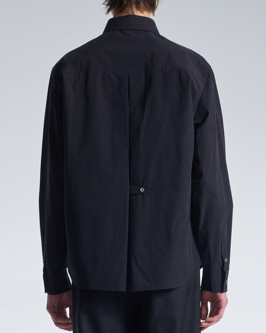 HARRISON WONG / Cotton Shirt With V Cut Placket - Black