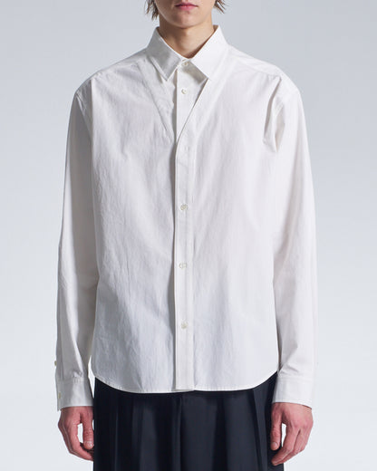 HARRISON WONG / Cotton Shirt With V Cut Placket - White
