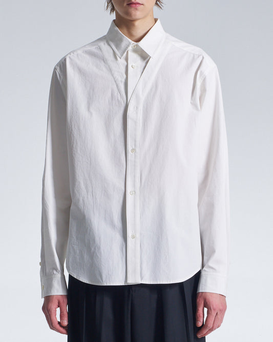 HARRISON WONG / Cotton Shirt With V Cut Placket - White