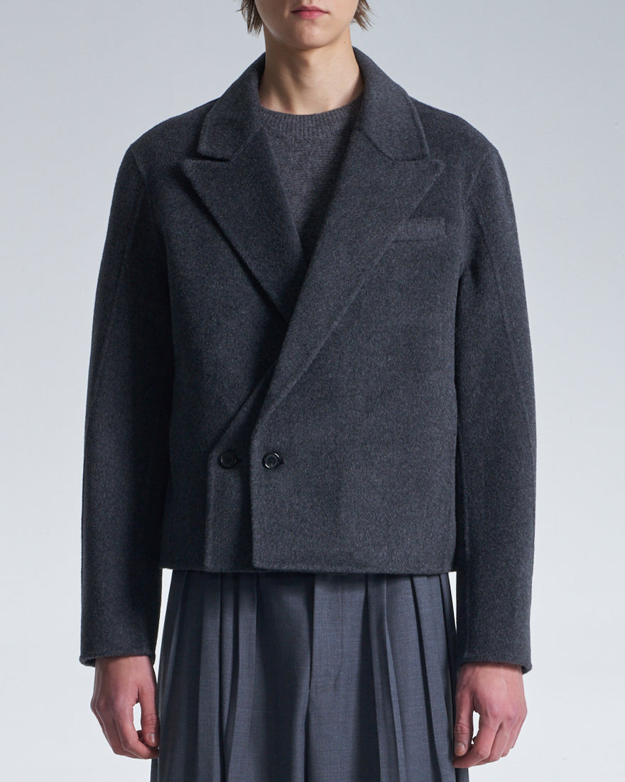 HARRISON WONG / Double Faced Wool Cropped Blazer - Charcoal