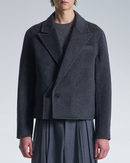HARRISON WONG / Double Faced Wool Cropped Blazer - Charcoal