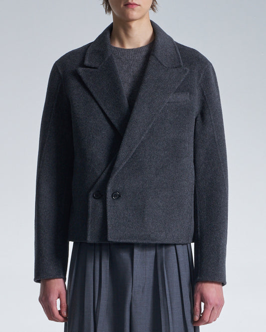 HARRISON WONG / Double Faced Wool Cropped Blazer - Charcoal