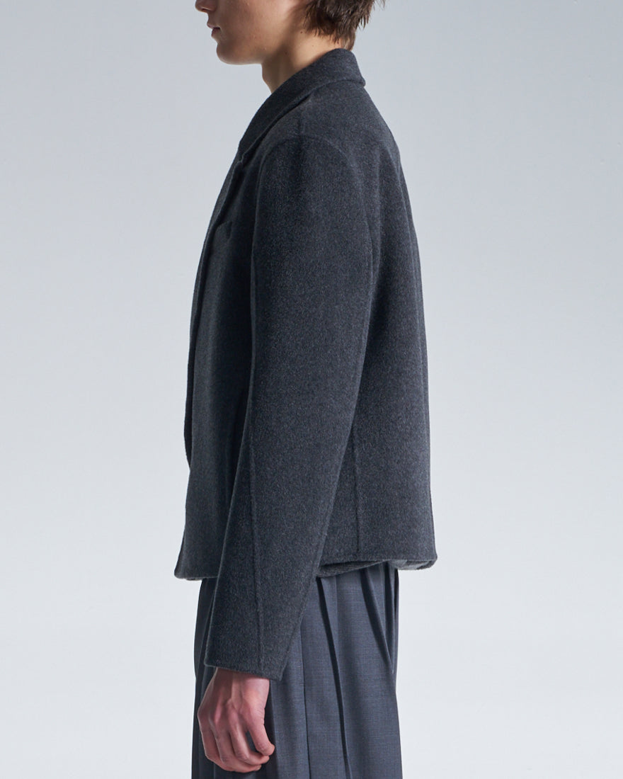 HARRISON WONG / Double Faced Wool Cropped Blazer - Charcoal
