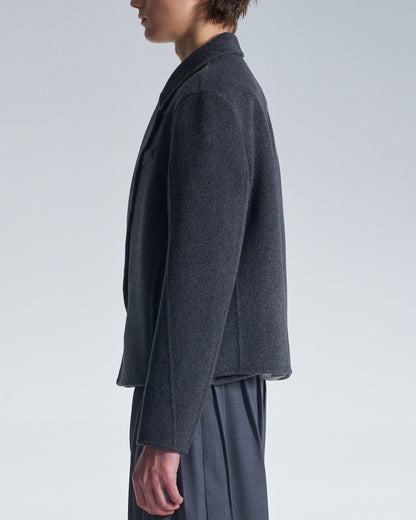 HARRISON WONG / Double Faced Wool Cropped Blazer - Charcoal