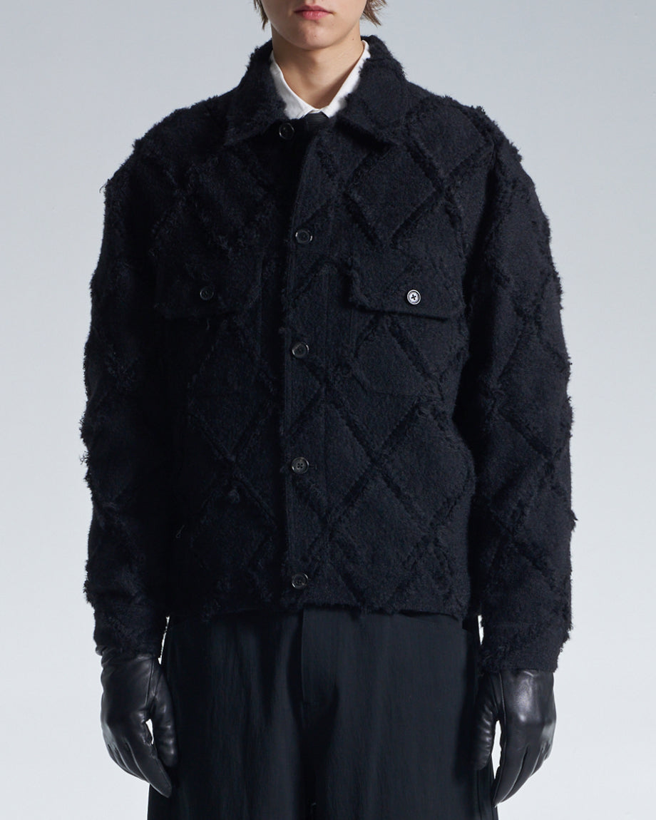 HARRISON WONG / Ripped Diamond Pattern Jacket