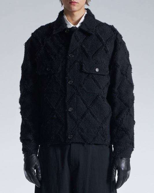 HARRISON WONG / Ripped Diamond Pattern Jacket