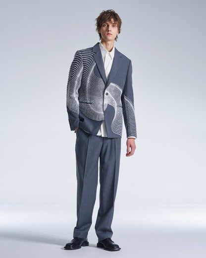 HARRISON WONG / Easy Fit Straight Leg Wool Pants - Grey