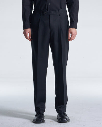 HARRISON WONG / Easy Fit Straight Leg Wool Pants - Black