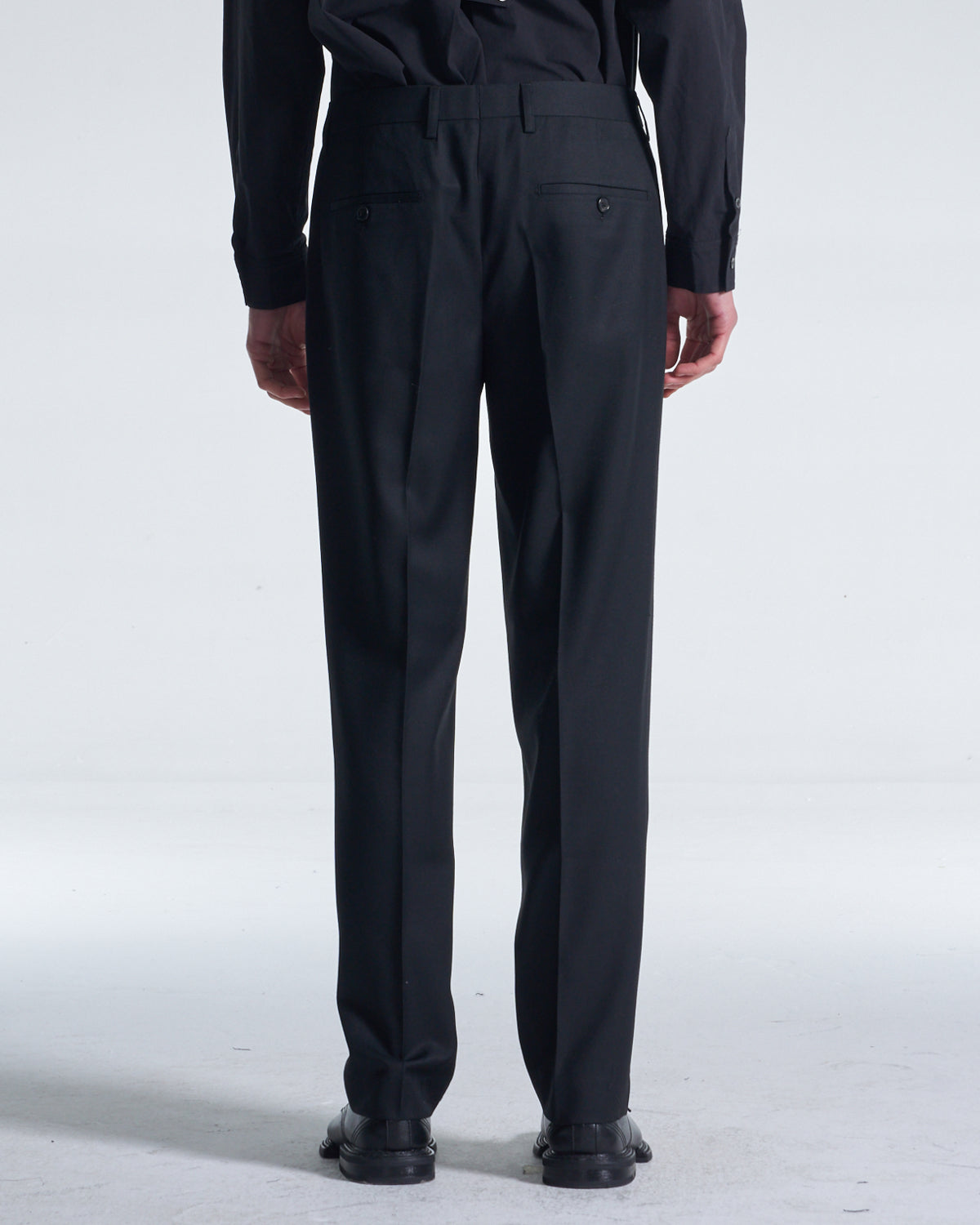 HARRISON WONG / Easy Fit Straight Leg Wool Pants - Black