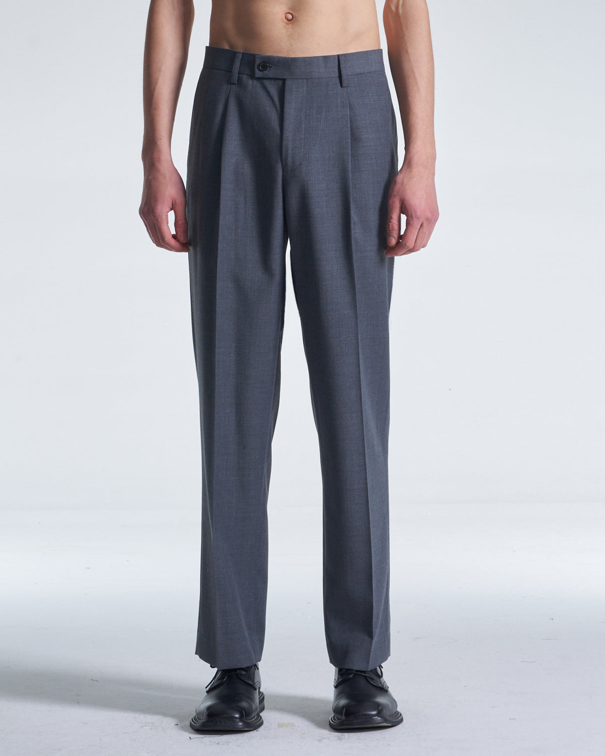 HARRISON WONG / Easy Fit Straight Leg Wool Pants - Grey