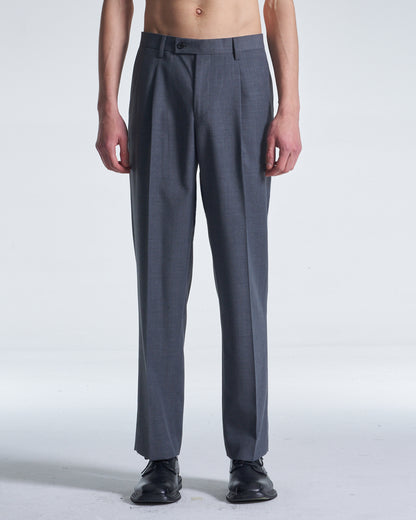 HARRISON WONG / Easy Fit Straight Leg Wool Pants - Grey