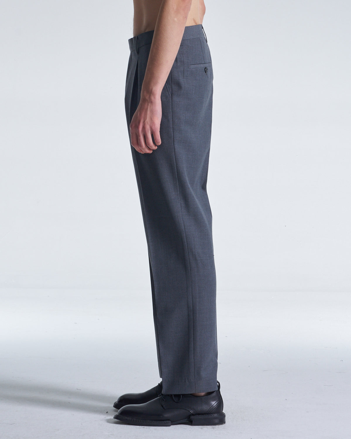 HARRISON WONG / Easy Fit Straight Leg Wool Pants - Grey