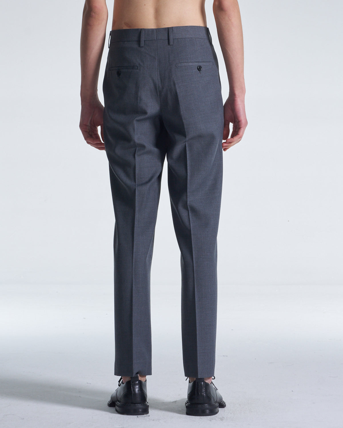 HARRISON WONG / Easy Fit Straight Leg Wool Pants - Grey