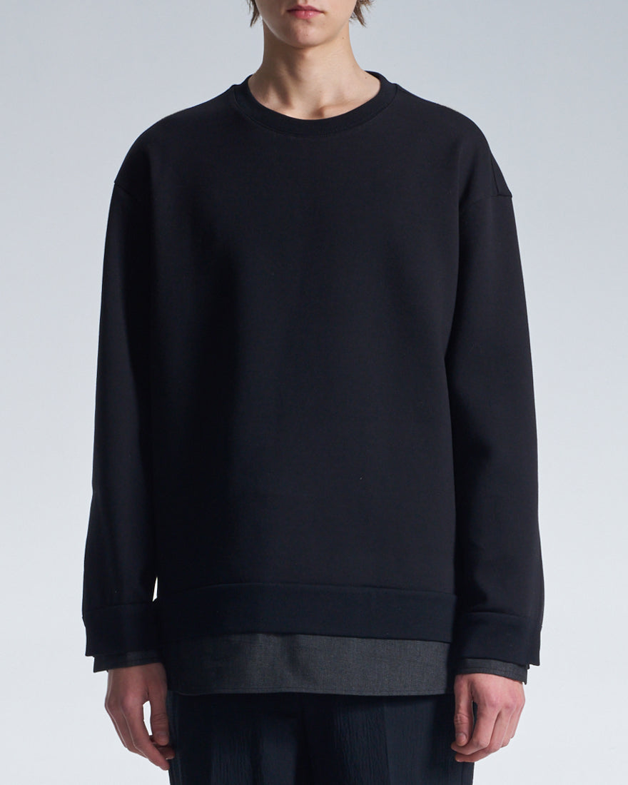 HARRISON WONG / Sweatshirt With Denim Hem - Black