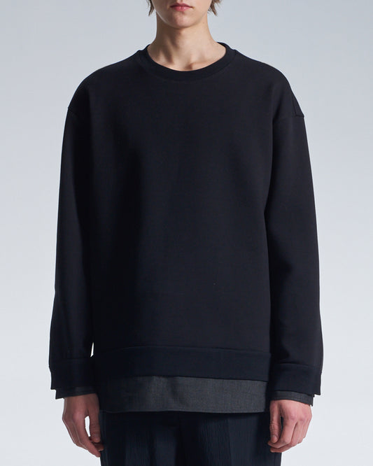 HARRISON WONG / Sweatshirt With Denim Hem - Black