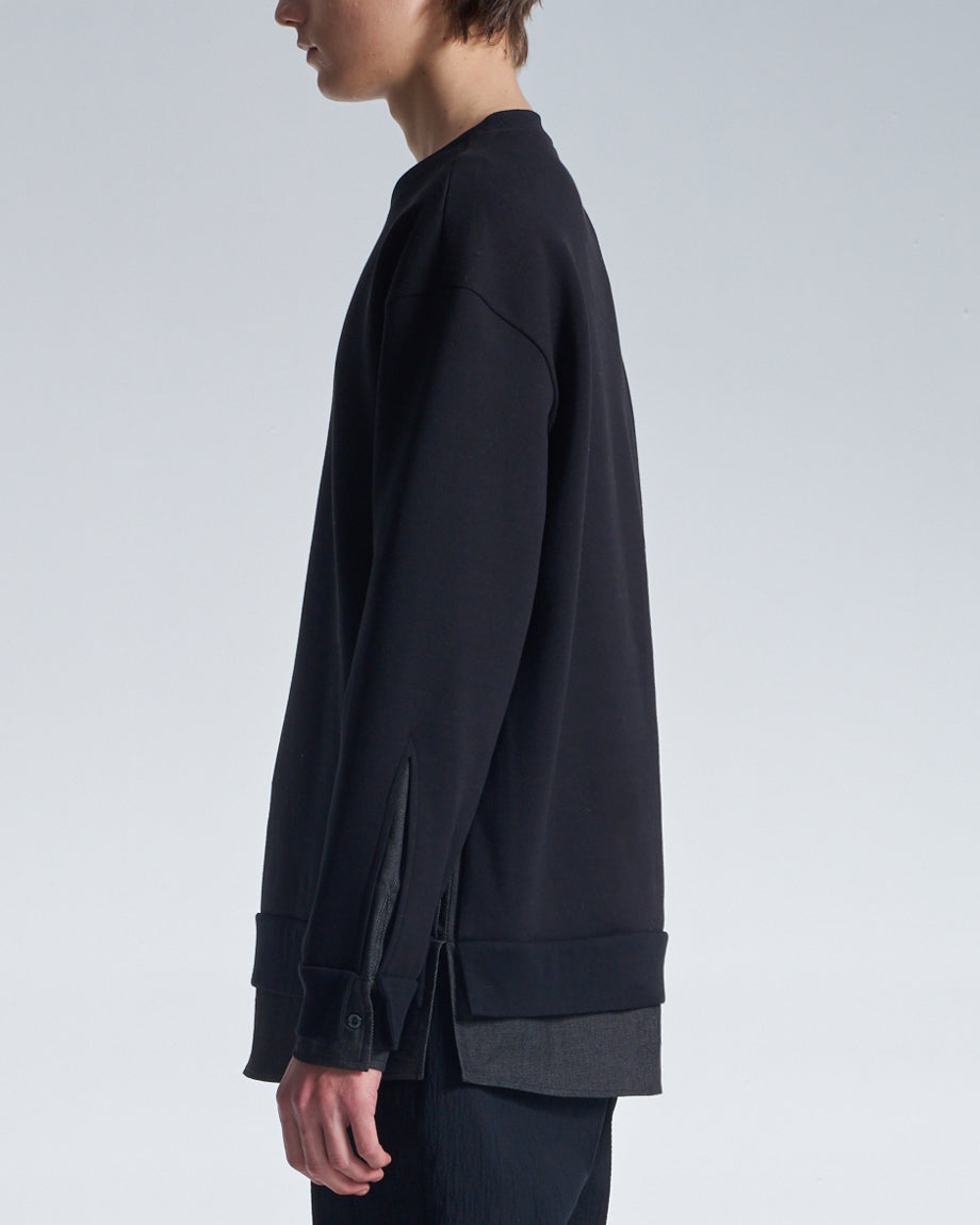 HARRISON WONG / Sweatshirt With Denim Hem - Black