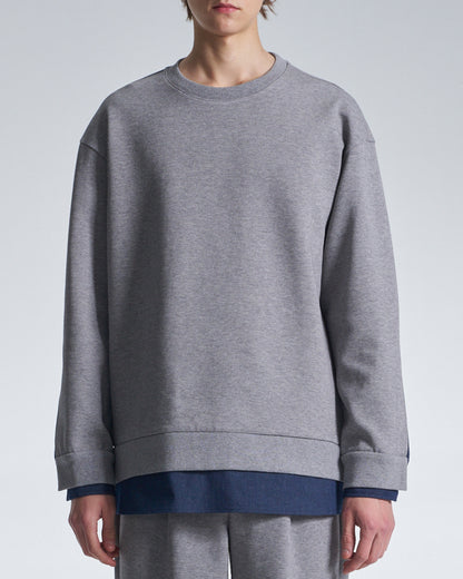 HARRISON WONG / Sweatshirt With Denim Hem - Grey