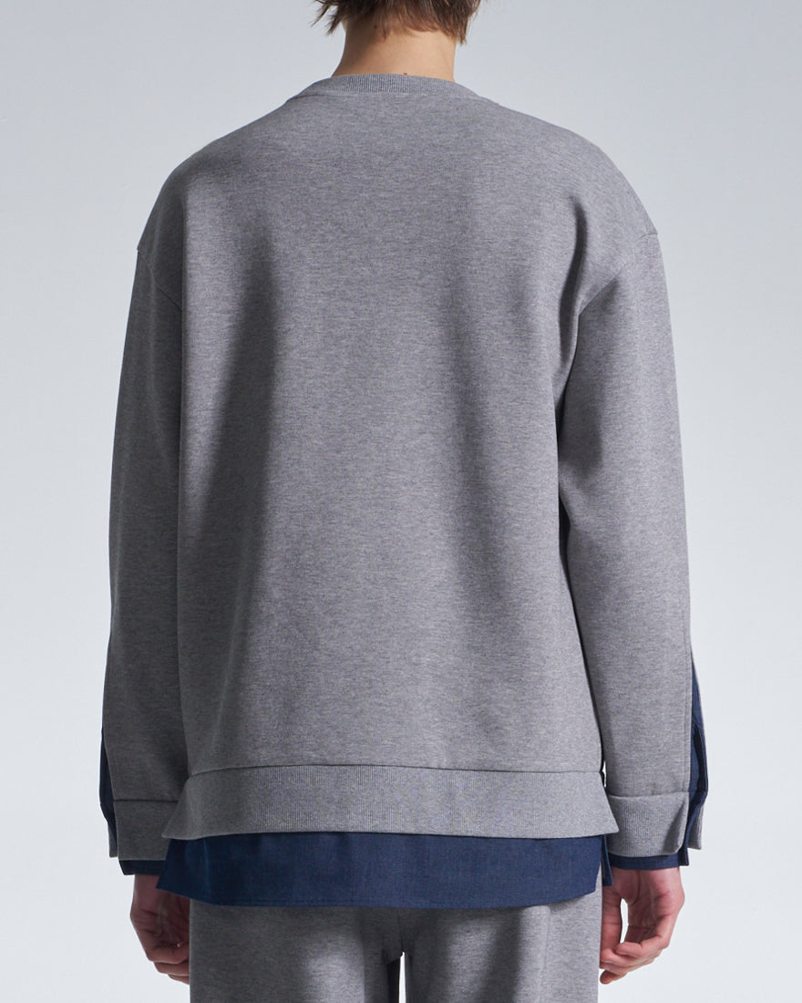 HARRISON WONG / Sweatshirt With Denim Hem - Grey