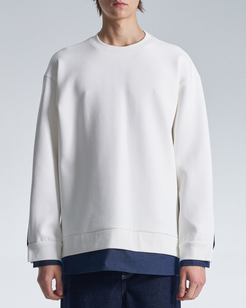 HARRISON WONG / Sweatshirt With Denim Hem - White
