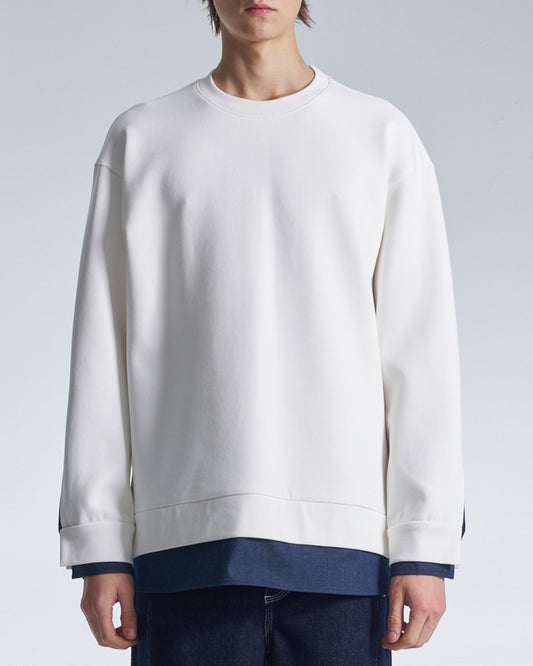HARRISON WONG / Sweatshirt With Denim Hem - White