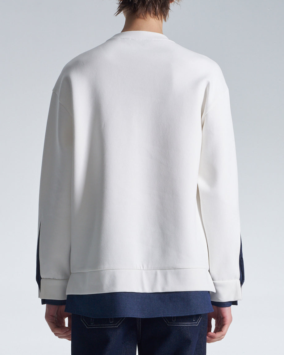 HARRISON WONG / Sweatshirt With Denim Hem - White