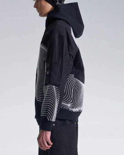 HARRISON WONG / Bomber Jacket With Wavy Dots Lines Embroidery