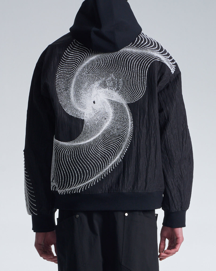 HARRISON WONG / Bomber Jacket With Wavy Dots Lines Embroidery