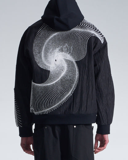 HARRISON WONG / Bomber Jacket With Wavy Dots Lines Embroidery