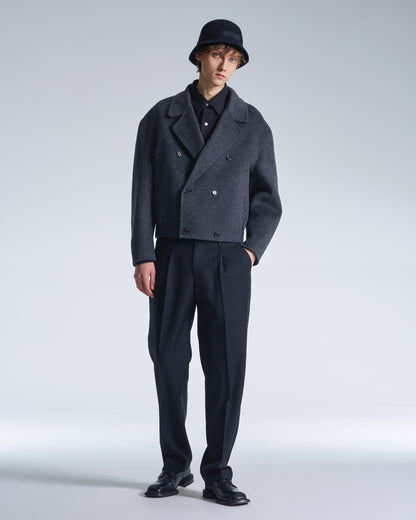HARRISON WONG / Easy Fit Straight Leg Wool Pants - Black