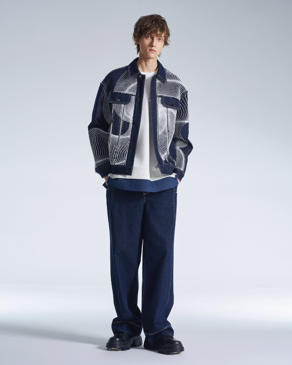 HARRISON WONG / Wide Leg Denim Pants - Navy