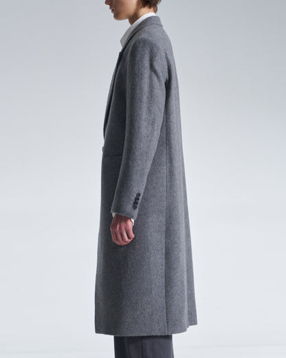 HARRISON WONG / Standard Fit Long Wool Coat With Power Shoulder - Grey