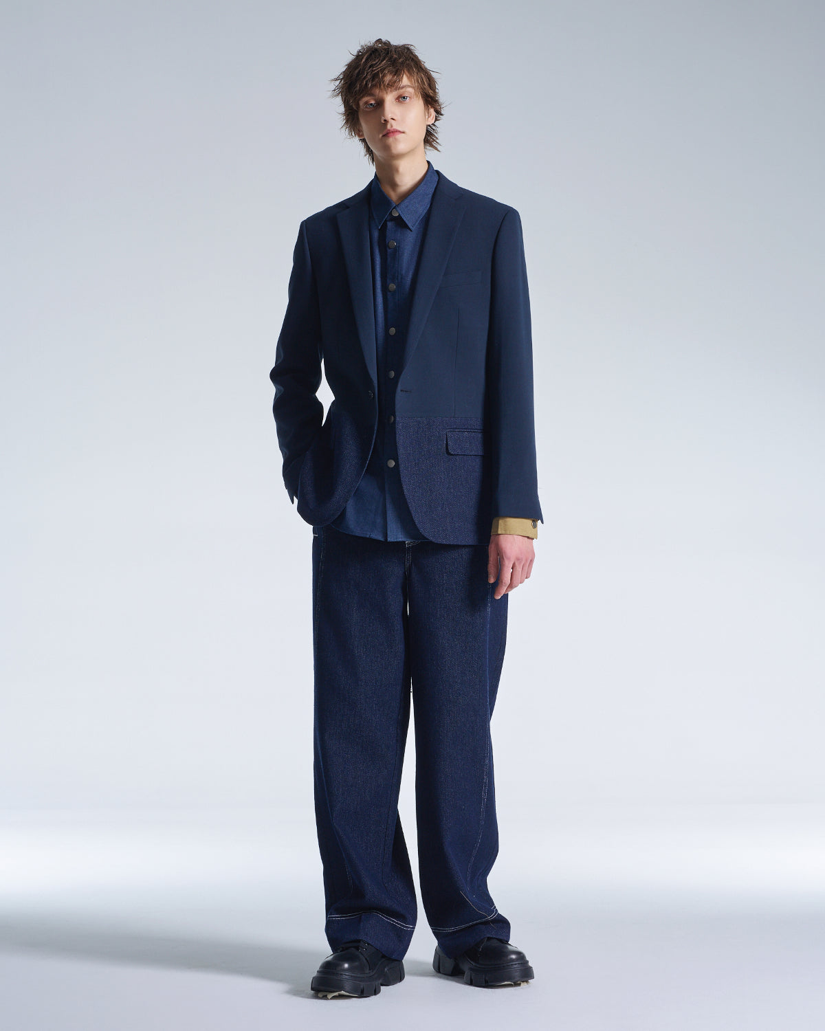 HARRISON WONG / Standard Fit Blazer With Denim Hem